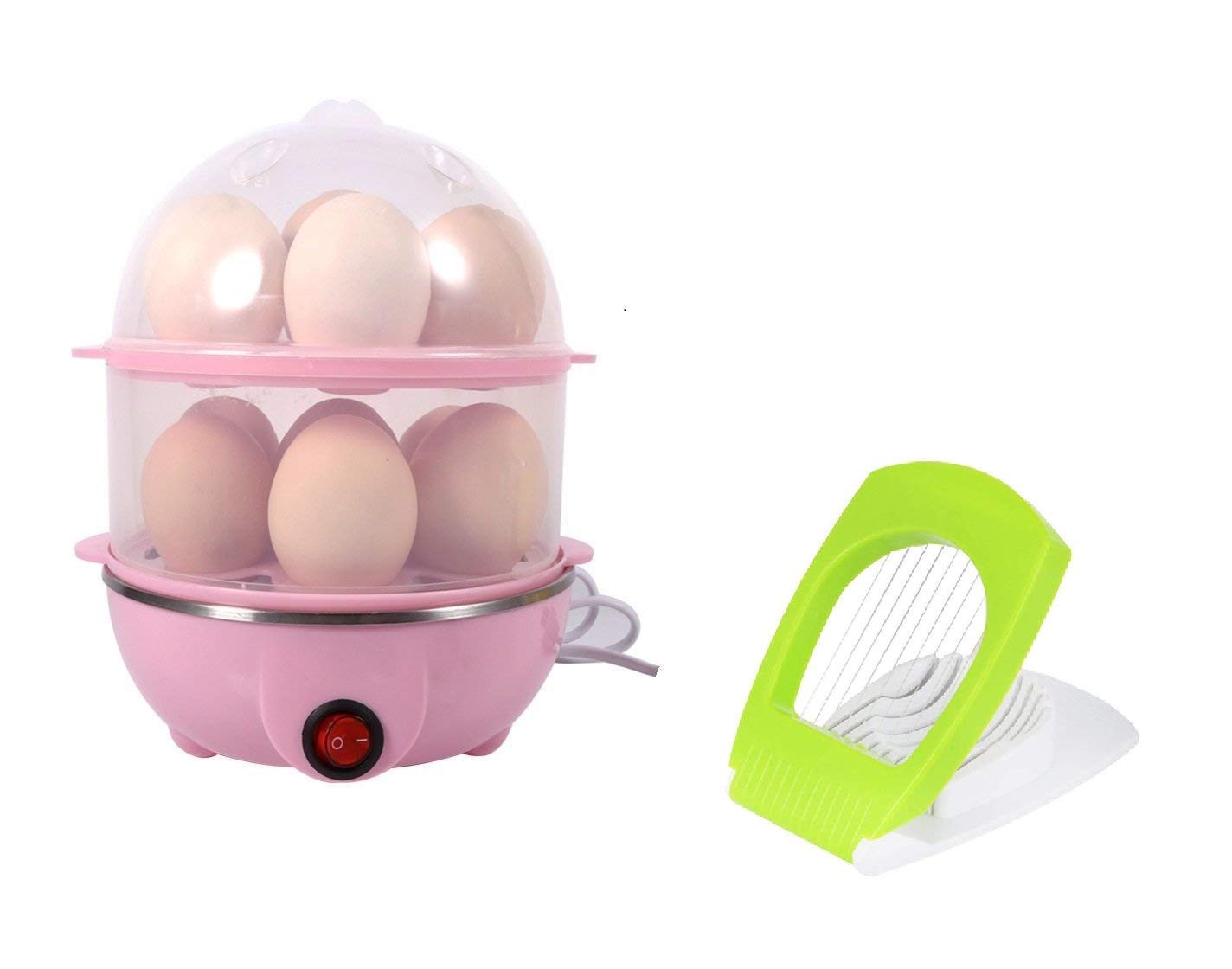 SHOP KING Egg Boiler Double Layer Multifunction Electric Egg Boiler Automatic Off Egg Cooker, Poacher, Steamer and Milk Boiler with Measuring Cup (Multicolour)