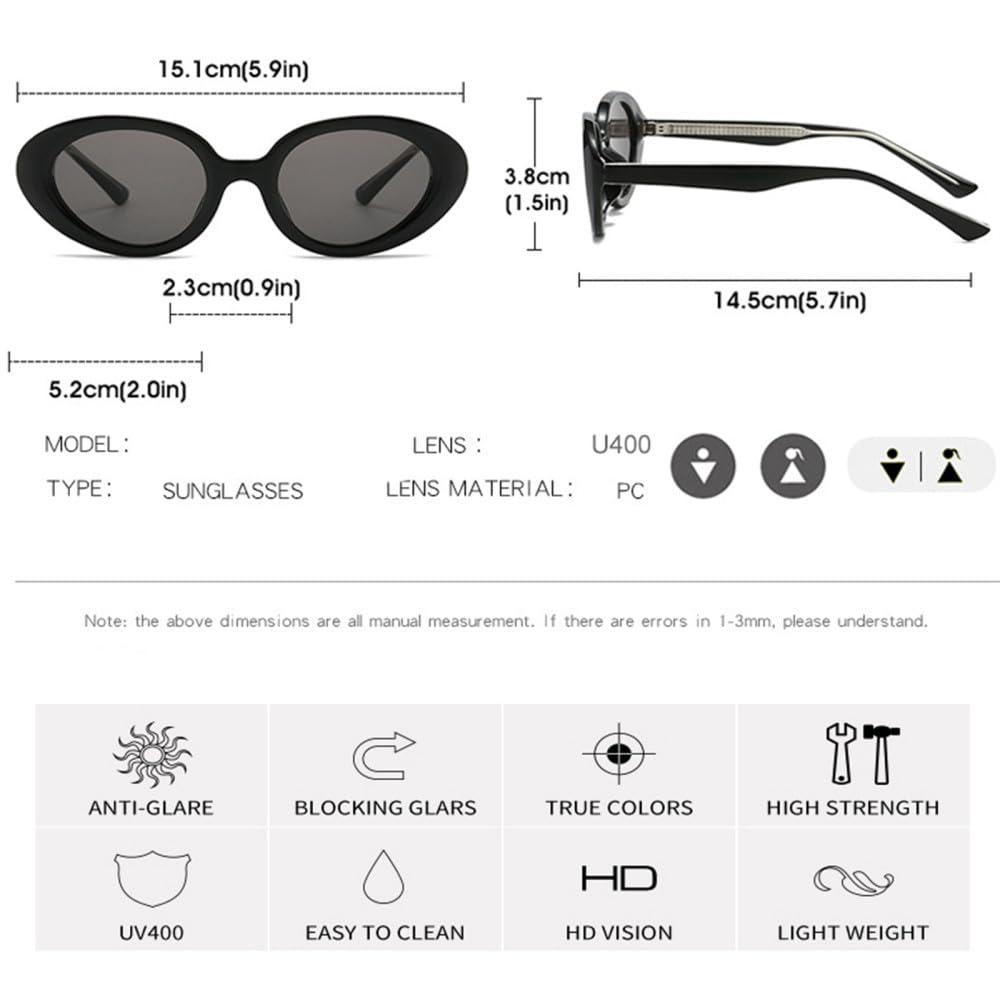 Occhiali da Sole ovali Punk Donna Uomo Occhiali da Sole Color Caramello tonalità Femminili Occhiali UV400