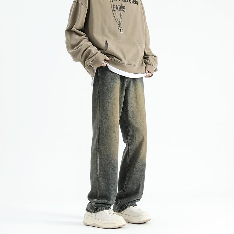 Men's Summer Jeans Straight Vintage Denim Loose Pants3