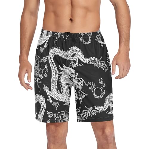 Chinese Dragon Black Mens Pajama Shorts Men's Pajama Bottoms Soft Sleepwear XL2