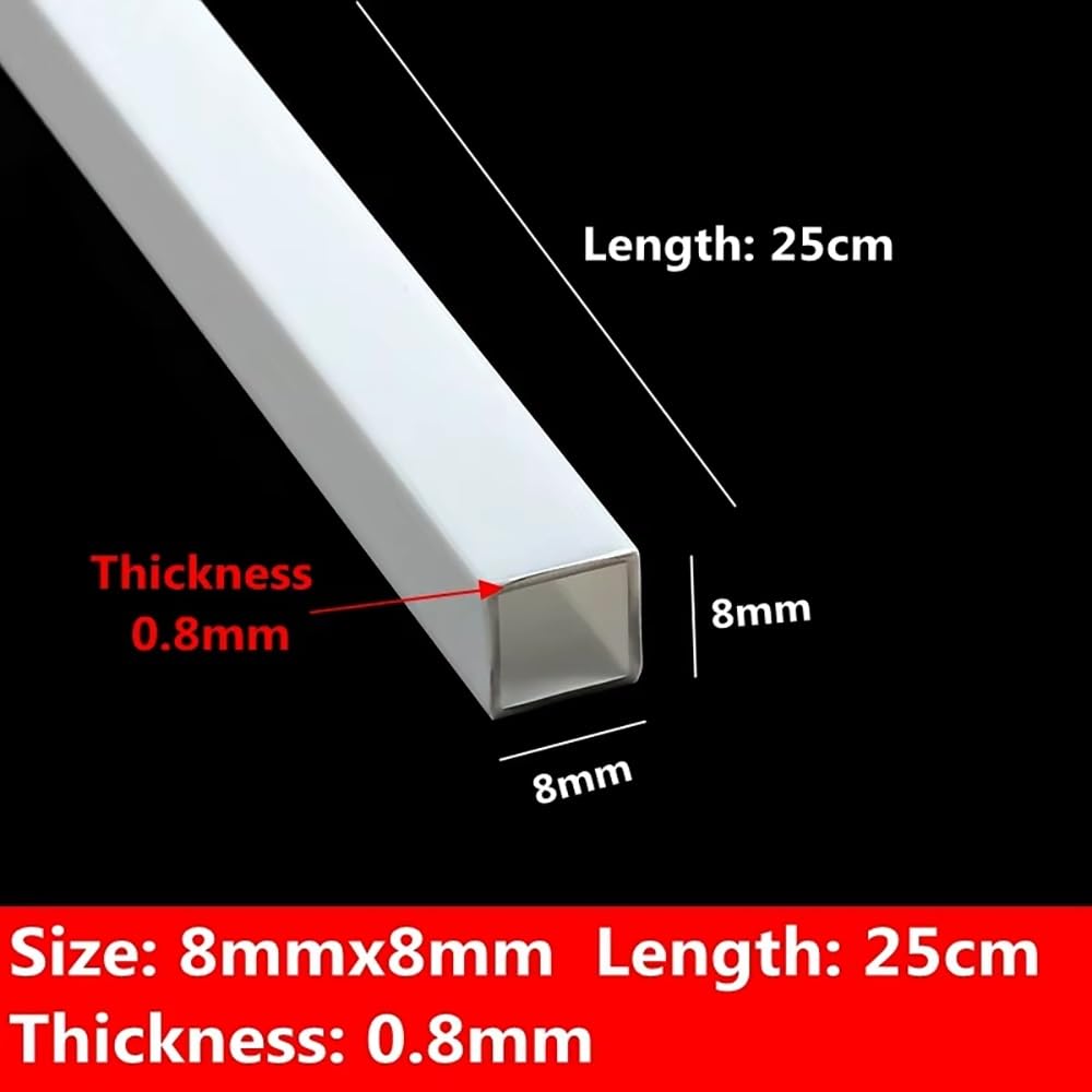Zestaw 5 rurek kwadratowych ABS o średnicy od 3 mm do 10 mm do samodzielnego montażu, modelarstwa, rękodzieła i łączenia rur wodnych(25cmx8x8mm)