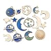 24 Pcs Assorted Gold Plated Enamel Cat Moon Star Celestial Charm Pendant DIY for Earrings Necklace Bracelet Jewelry Making and Crafting (M583-Blue)
