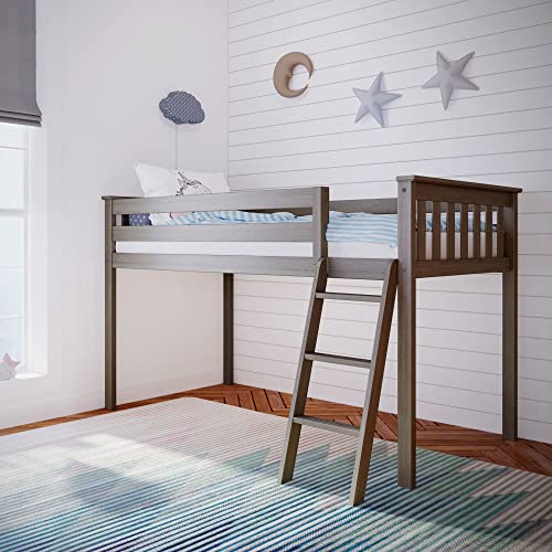 Max & Lily Halbhochbett für Kinder, aus neuseeländischem Kiefernholz, inklusive Lattenrost, 90x200cm-Bettgestell, für Jungen und Mädchen, braun-grau Cover