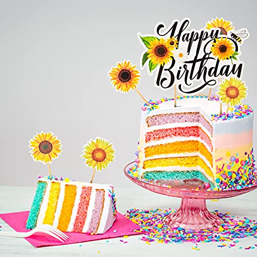 43 Pieces Sunflower Cake Topper Sunflower Cupcake Toppers Sunflower Birthday Party Decorations Sun Flower Cake Picks Yellow Daisy Cupcake Topper For Girl Boys Baby Shower Supplies Decor #TOP3