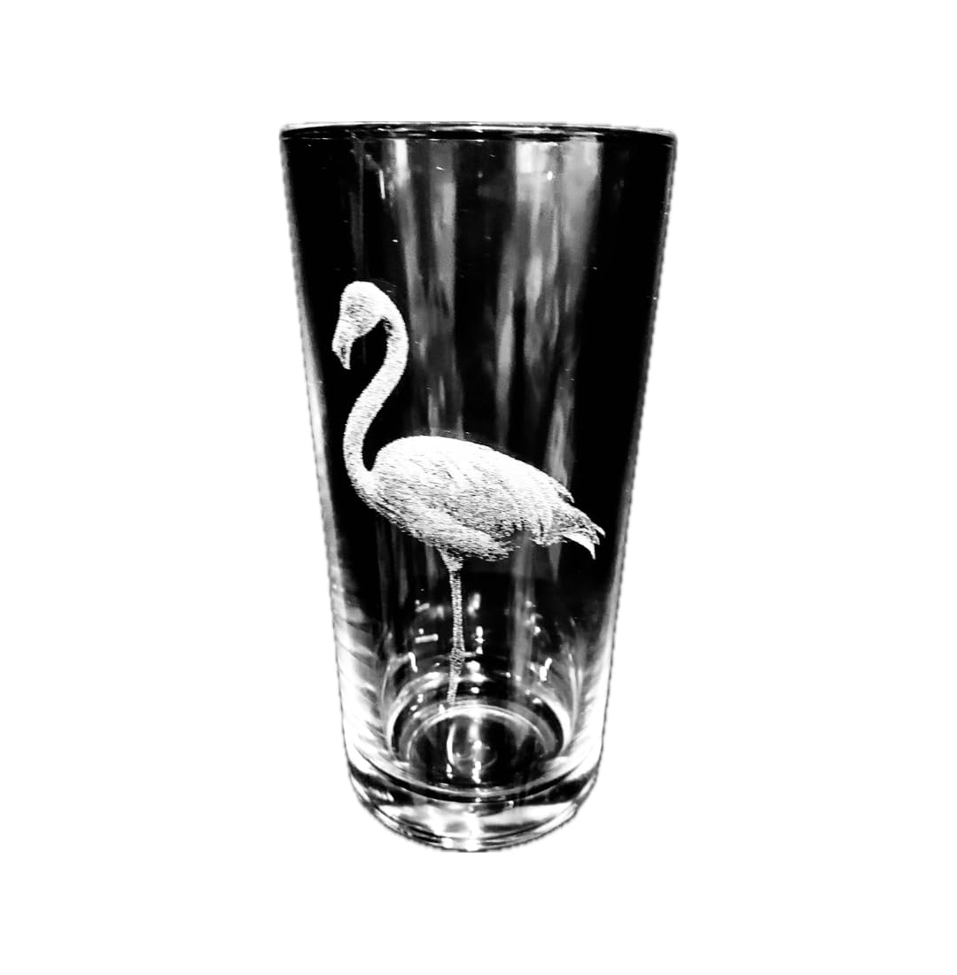 Animal Engraved Glass - Personalised Etched, Gift, Wine, Pint, Whiskey, Gin, Decanter, Cup, Tea, Shot, Christmas, Birthday, Brandy, Coffee, Mug, Beer, Set, vase, Bottle, Wedding, (Flamingo)
