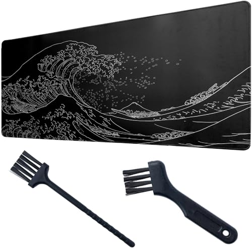 Mis.Moon Grand tapis de souris de jeu en silicone noir, 30*80cm, antidérapant et lavable