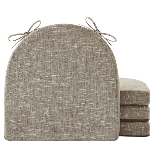 Image of IPYNBAP Chair Cushions for Dining Chairs, Kitchen Chair Cushions, 16'' x 16'' x 2'', Non Slip Indoor Seat Cushions, Chair Pads for Dining Chairs with Ties & Removable Cover, Set of 4, Khaki