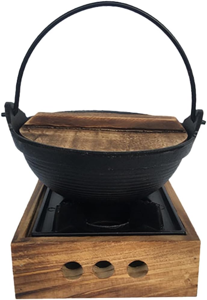Ciieeo Japanese Style Cast Iron Hot Pot with Stand Non-sticky Soup Pot for Camping and Outdoor Cooking Cooking Boiler Practical Iron Stewpan for Ramen and Delicacies