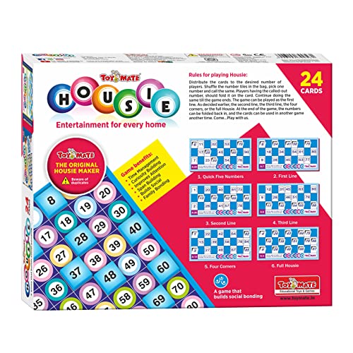 Image of toymate Housie 24 Reusable Cards Tambola Game Set | No Pins or Pens Required | Family Party & Travel Game | Fun Indoor Group Activity for Kids & Adults