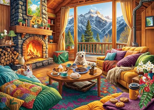Puzzles 1000 Pieces for Adults jigsaw puzzles for adults-Alpine Cabin Retreat-1000 Piece Puzzle Classic Educational Games Beautiful Decoration Puzzle