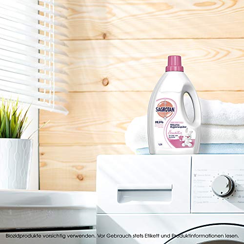 Sagrotan Wäsche-Hygienespüler Sensitiv 0% – Desinfektionsspüler für hygienisch saubere und frische, ohne Farb- und Duftstoffe – 4 x 1,5 l Reiniger im praktischen Vorteilspack 2