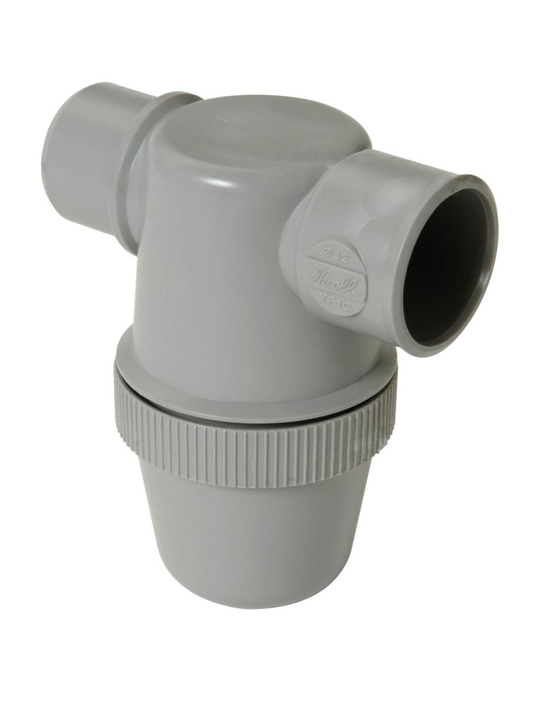 siphon de lavabo - a coller - entrée horizontale - diamètre 50 mm - nicoll yj1c - gris