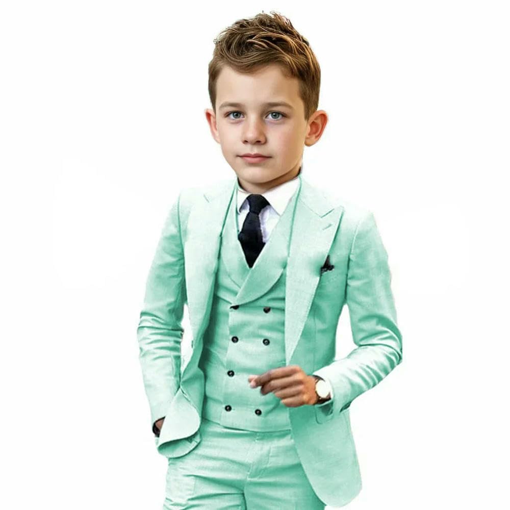 ZBDP - Set da smoking formale per ragazzi da 3 a 16 anni, 3 pezzi, vestibilità aderente, uniformi scolastiche, feste di compleanno