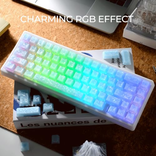 Image of GMKWTL XVX Frost Jelly Keycaps, Forged Carbon-Look Keyboard Keycaps, Cherry Profile 126 Keys Keycap Sets for Mechanical Keyboard with MX Switches(Blue)