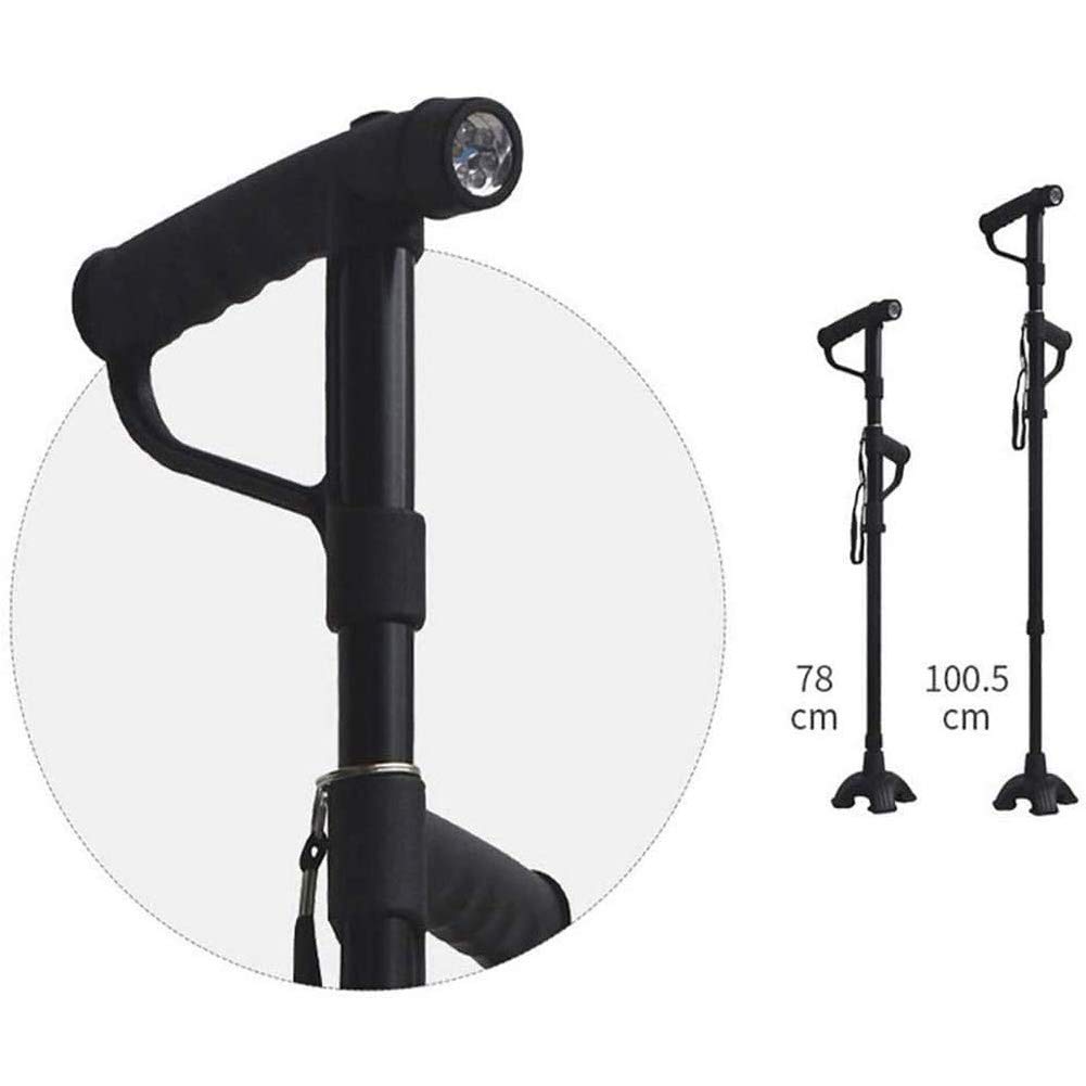 Bastone da passeggio a LED, facile altezza regolabile pieghevole allungabile bastone da passeggio ausilio per la mobilità ausilio per la mobilità bastone da passeggio pieghevole con maniglia laterale