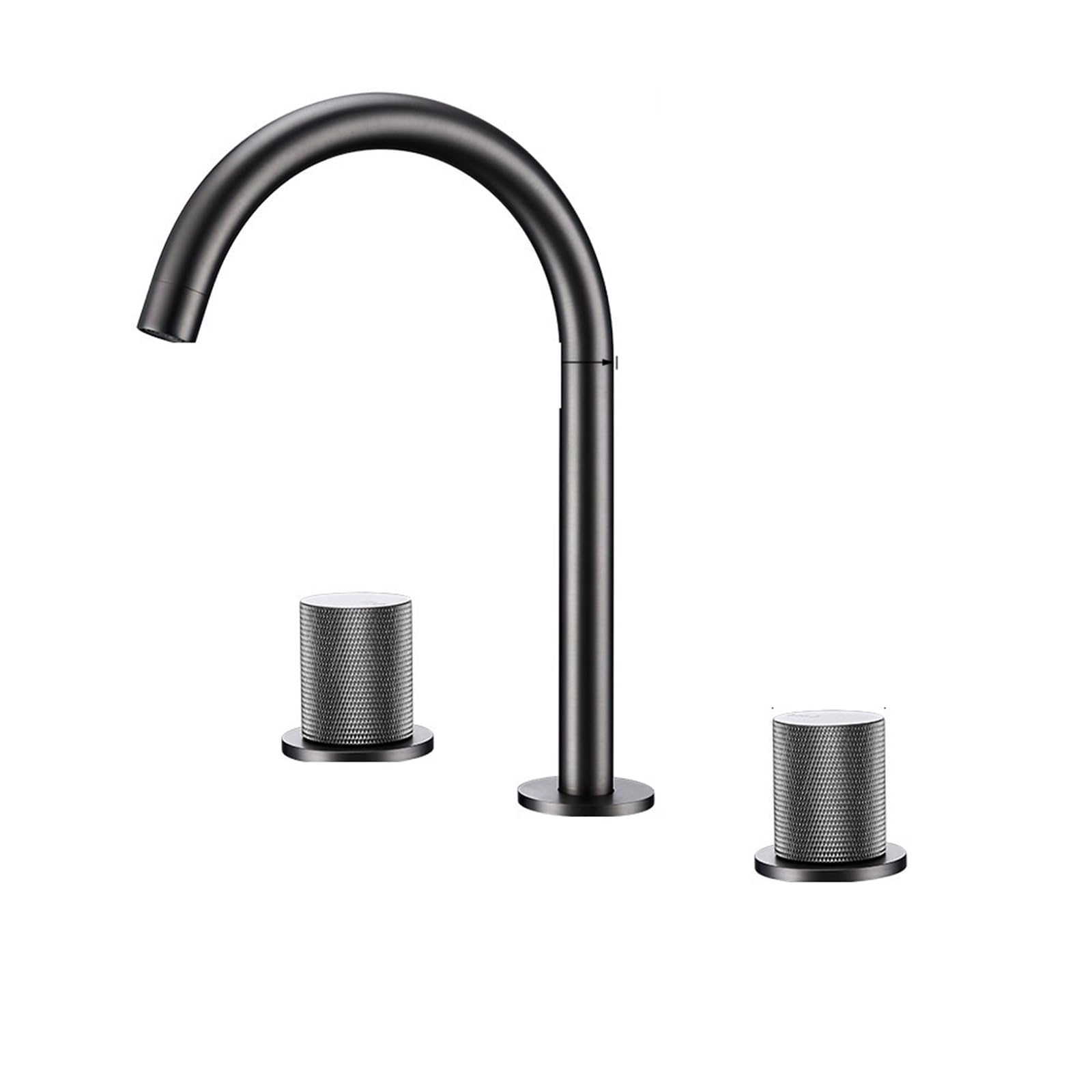 Jbjygsg Color-3 Brushed Rose Gold Basin Faucet 3Pcs Knurled Handles Sink Tap Hot And Cold Deck Mounted Mixer Widespread 3 Holes Set(Color-3)