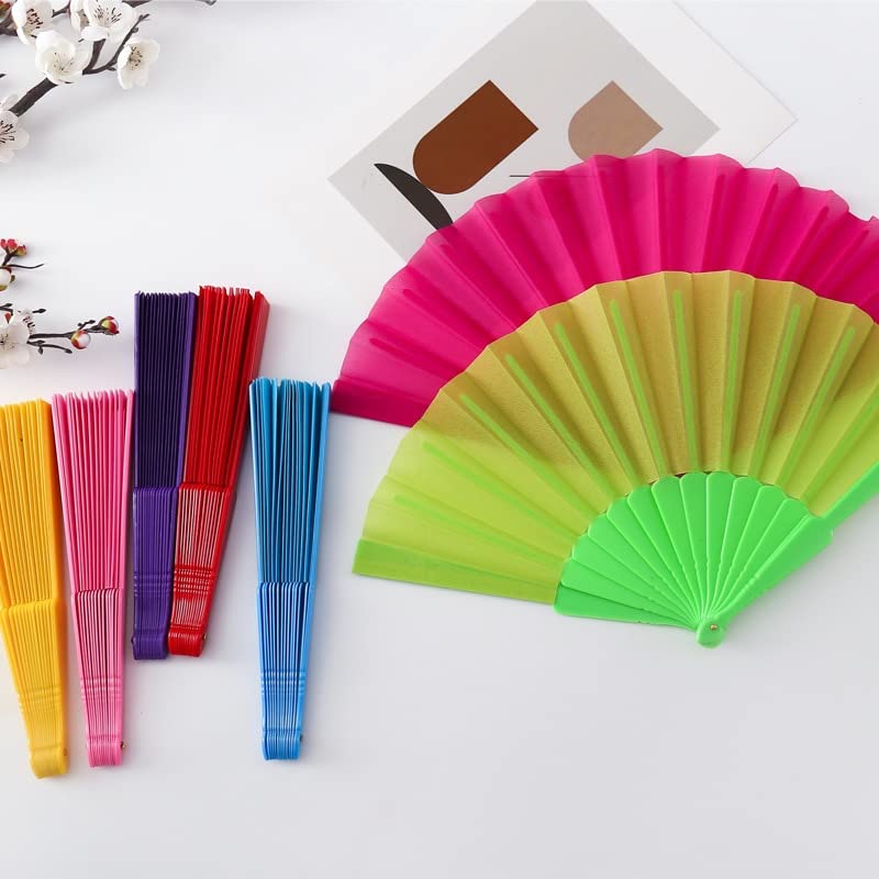 Opvouwbare handventilatorenChinese stijl Handdansen Ventilator, Eenvoudige Effen Veelkleurige Plastic Draagbare voor Decor Wedding Party Folding Low Key GiftChinese fans
