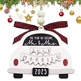 Starfa,Mr. and Mrs.,Wooden Wedding Ornament for Wedding Gifts for Couples 2025,Bridal Shower Gifts,Married,Engaged Couples,Personalized Home Decor (2025 Design) (White)