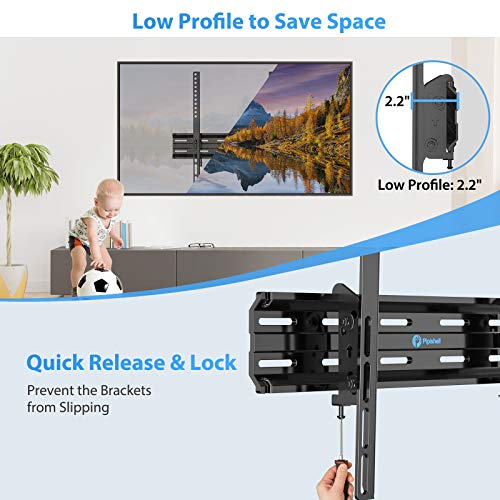 Tilting Tv Wall Mount Bracket Low Profile For 26-55 Inch Led, Lcd, Oled, 4K Flat Curved Screen Tvs, Fits 16 Inch Studs Vesa 400X400Mm Supports Up To 99Lbs By Pipishell #TOP2