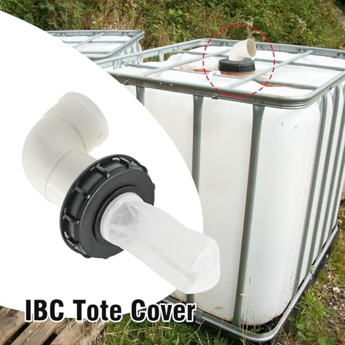 EATAKWARD 345g DN150-165mm IBC Tote Cover with Nylon Filter for 275 Gallon Water Tanks, 90° IBC Tote Cover with Nylon Strainer, Rugged IBC Tote Cover for 275 Gallon Water Tanks