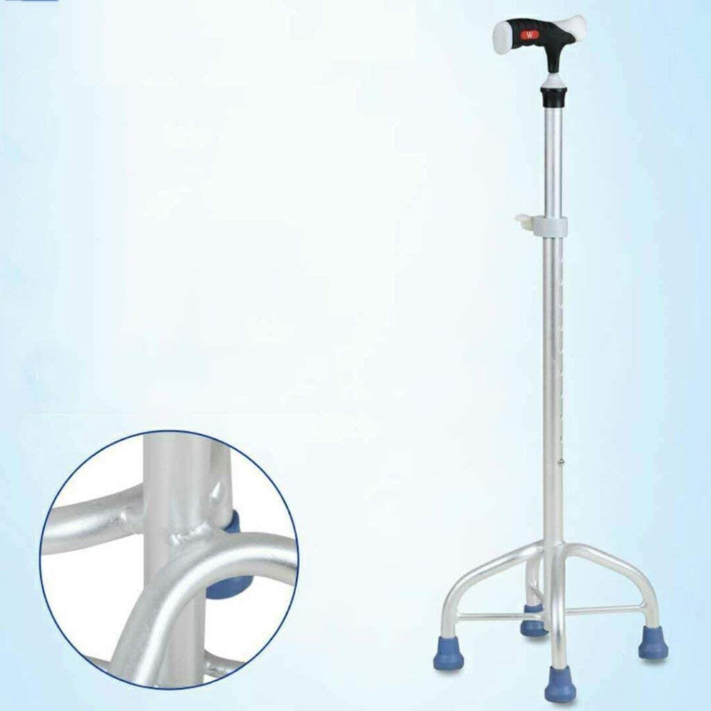 Stampelle Bastone da passeggio in lega di alluminio Stampelle antiscivolo Quattro angoli Bastone da passeggio a quattro artigli Camminatore in altezza regolabile per anziani disabili (Colore: bianco