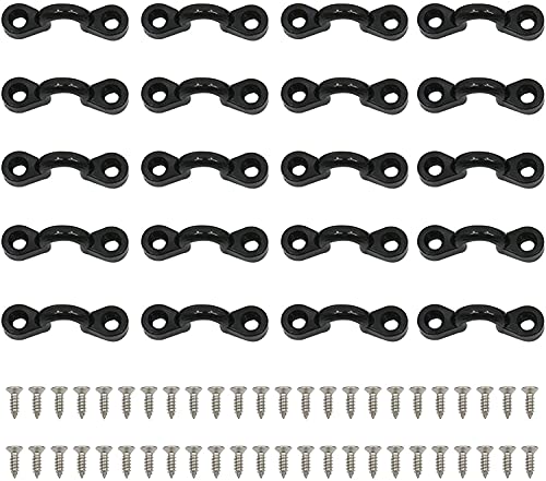 Amarine Made 20 Pack Kayak Nylon Bungee Tie Down Eyelets with Stainless Steel Screws Kayak Pad Eyes Deck Loops Accessories for Kayaks Canoes and Boats