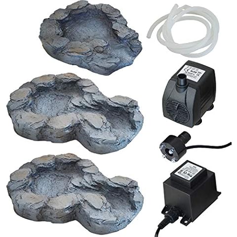 Fuente de jardín con luz LED y bomba sumergible de 230V Cover