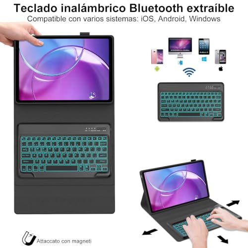Funda teclado Lenovo Idea Tab Pro Gen 2 2026 retroiluminado 7 colores IVEOPPE Ñ 3
