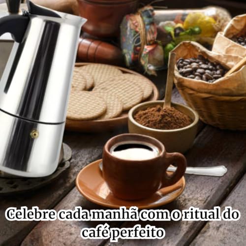 CAFETEIRA ITALIANA AÇO INOXIDÁVEL CAFÉ MANUAL PRÁTICA E SEGURA INOX PORTÁTIL COMPÁCTA COR PRATEADA M