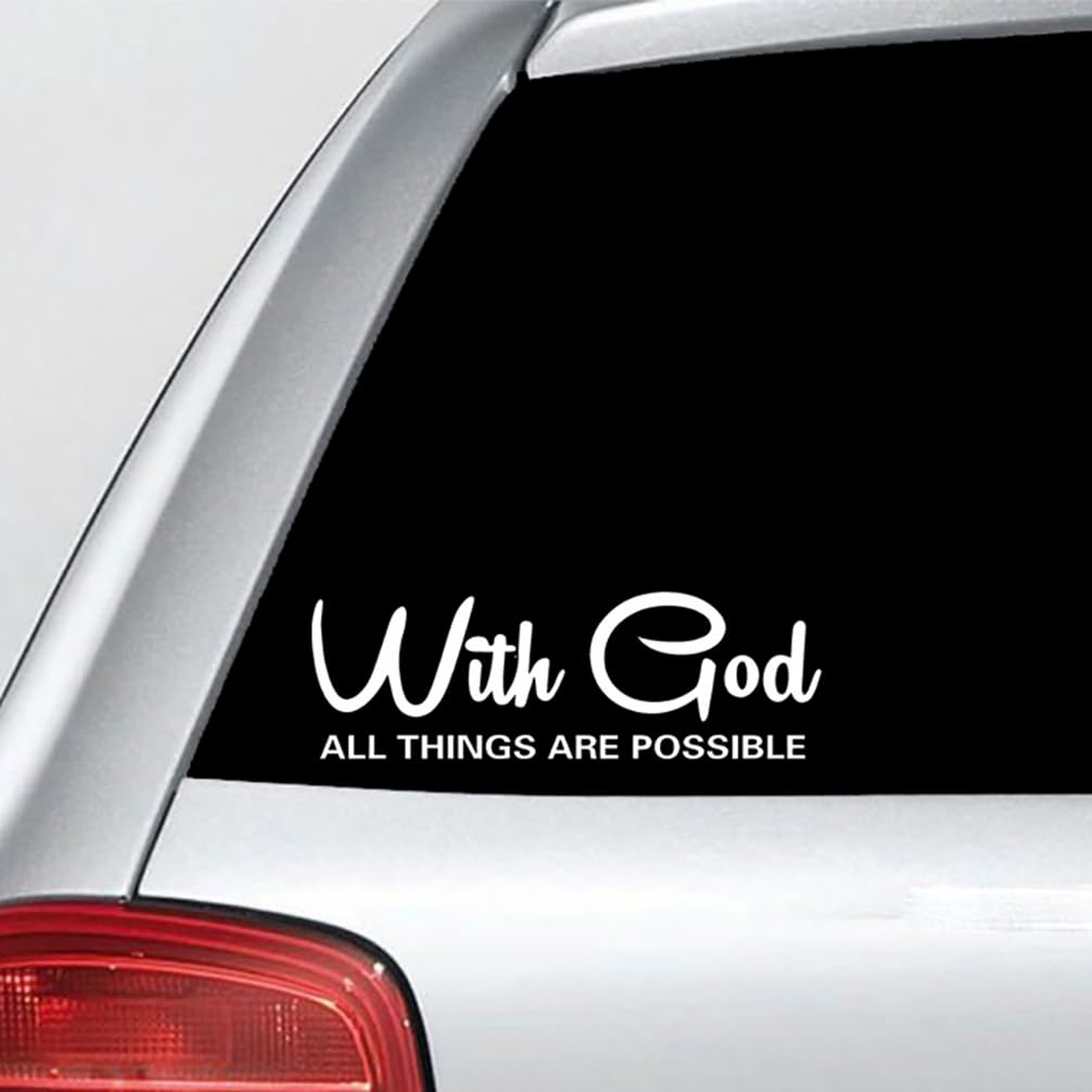 'With God All Things are Possible' naklejka winylowa naklejka na okno samochodu zderzak laptop 2 szt. (biała)