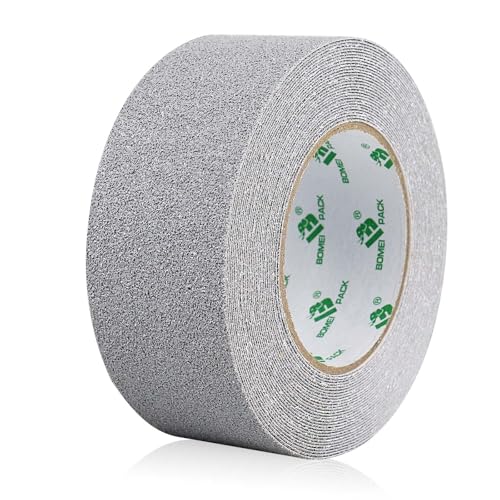 BOMEI PACK Nastro Adesivo Antiscivolo, Nastro Antiscivolo, Nastro Adesivo di Sicurezza Forte per Interni ed Esterni, Confezione Da 50mmx10m, grigio