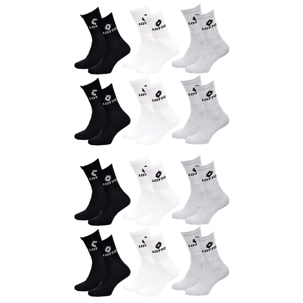 OZABI - Lotto Men's Tennis Socks - Assorted Photo Models According to Stock - Multicoloured, Pack of 12 Pairs of Assorted Tennis, 39-42