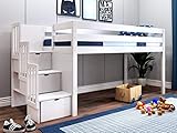 JACKPOT! JP-ST White Contemporary Low Twin Stairway, Loft Bed