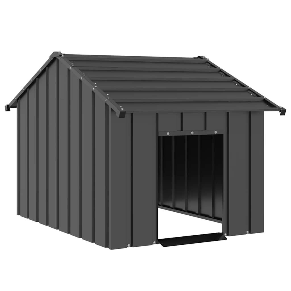 Niche pour Chien Extérieur Métal, Chenil d'extérieur Enclos Cage pour Chien avec Toit Noir 83x130x85 cm Acier galvanisé
