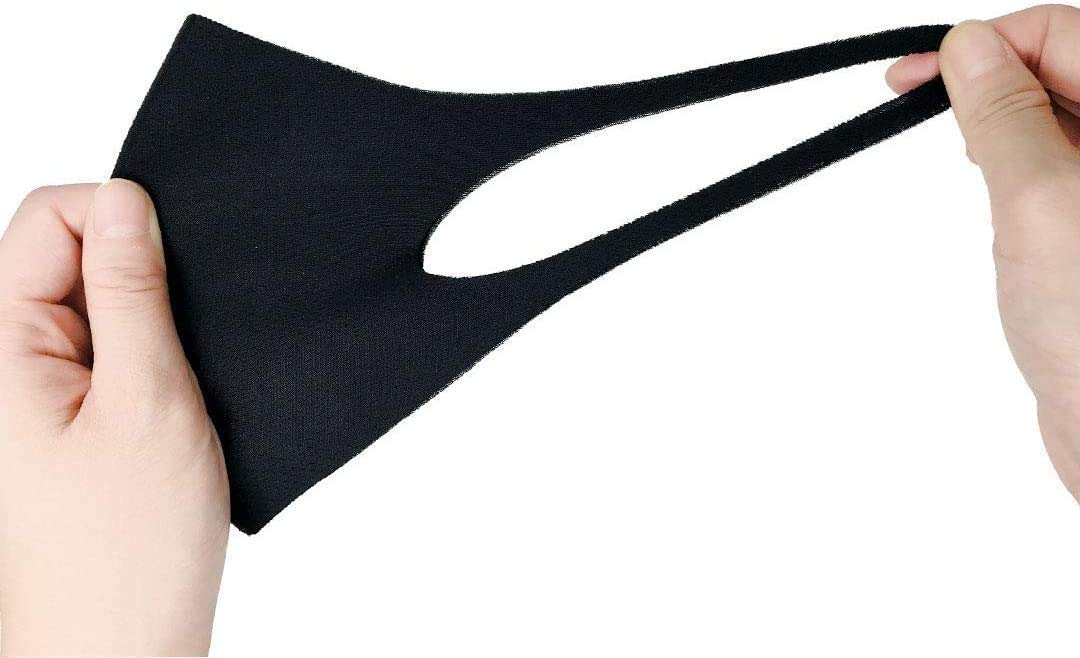 Boolavard - Confezione da 6 mascherine protettive in tessuto, unisex, con passanti per le orecchie, nere, riutilizzabili e lavabili