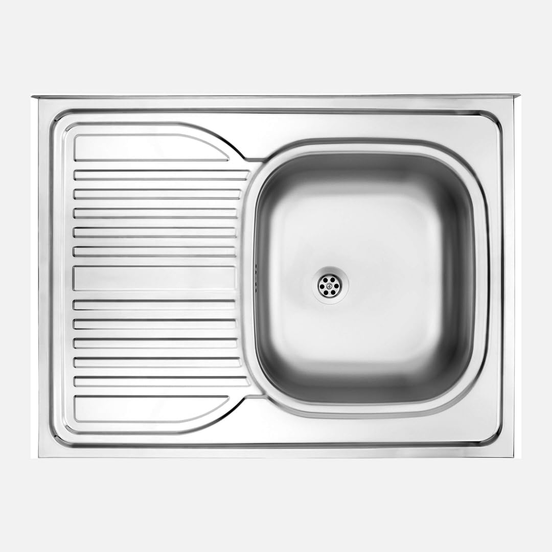Évier de cuisine à poser Tavo 80x60 cm avec égouttoir gauche en inox