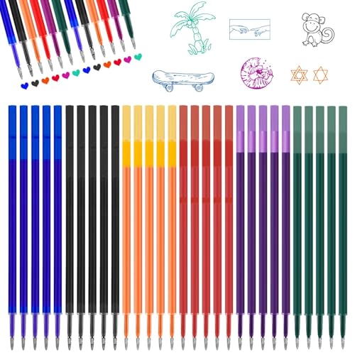 30 minas de repuesto borrables, compatibles con Legami, punta de 0,7 mm, altura 13 cm, azul, negro, rojo, verde, morado, naranja   mina de gel borrable para bolígrafos Legami borrables