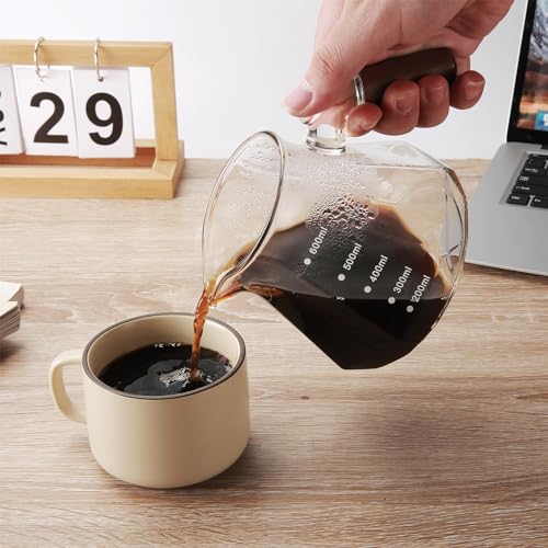 Image of Lalord Pour Over Coffee Maker, 20 oz Borosilicate Glass Set with 100 pcs V60 Paper Filter, Coffee Dripper with Walnut Collar, Carafe with Glass Lid, 1-3 Cups, Clear, (600 ml)
