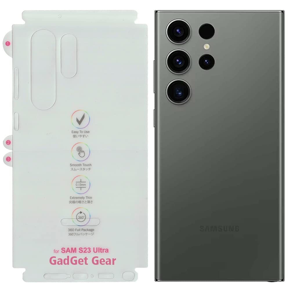 GADGET GEAR Samsung Galaxy S23 Ultra Unbreakable Screen Protector Hydrogel Membrane With Edge to Edge Coverage and Easy Installation (Clear, Back & Side) (B0C1NFMHSN) Amazon Price History, Amazon Price Tracker