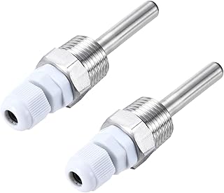 sourcing map 2 piezas de 8 mm de diámetro G1/2 Thermowell sin soldadura de acero inoxidable 201 con prensaestopas de 50 mm de longitud para fermentador de cerveza, color blanco