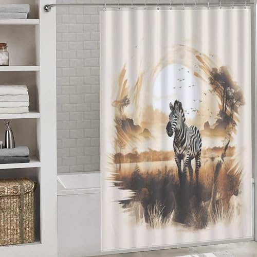 Rideau de douche zèbre imperméable en polyester 152x183cm avec 12 crochets - 2