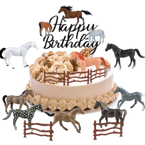 Décoration de gâteau cheval,Décorer Le Gâteau D'anniversaire cheval,15 pièces Topper à Cupcake, Décoration de cuisine chevaux, Cupcake Topper anniversaire