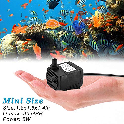 Domica FR-PPU12-188 90 Gph Mini Submersible Pump, Small Fountain Pump (5W 350L/H) For Water Feature, Aquariums thumb #5