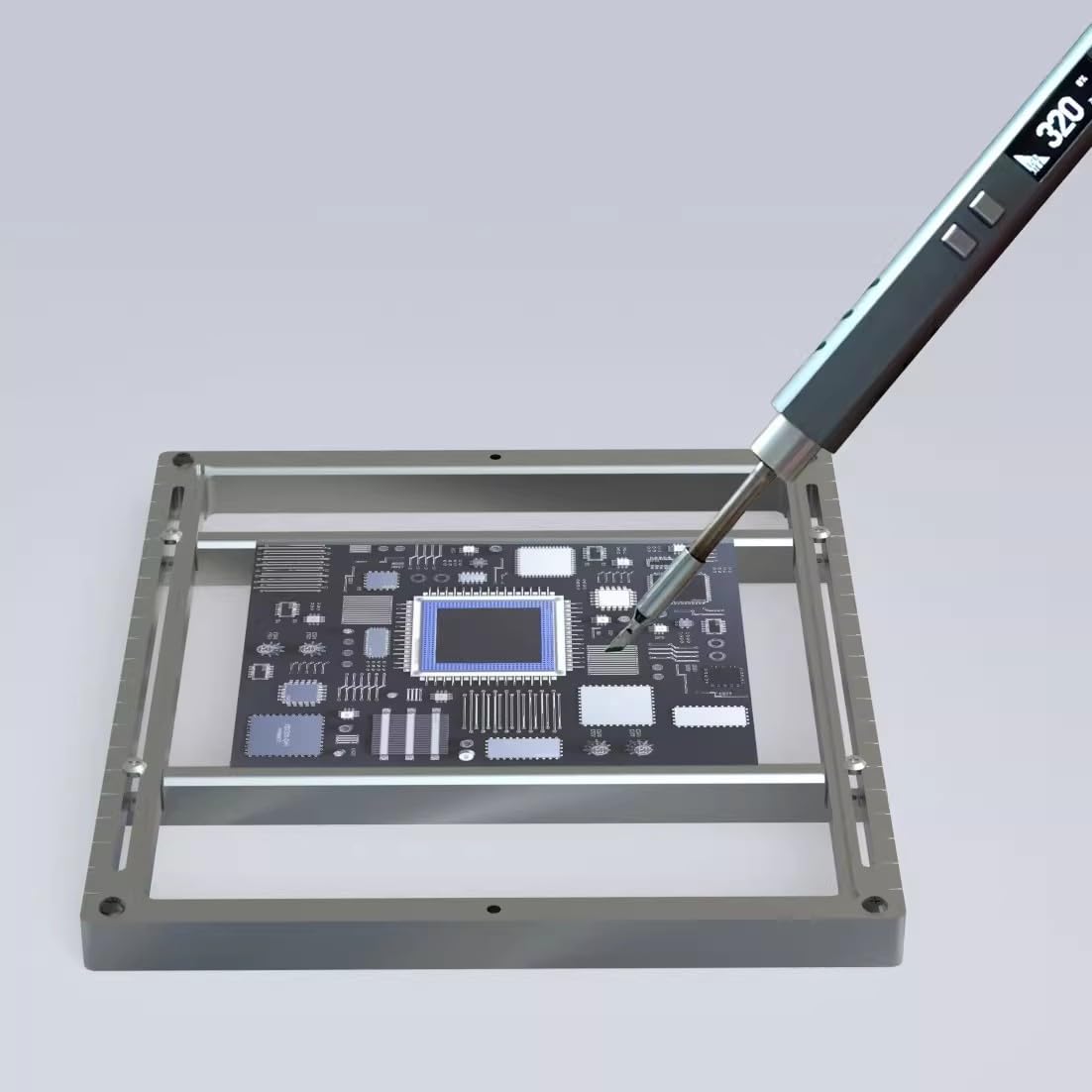 Universelle Leiterplatten-Lötvorrichtung, Verstellbarer Leiterplattenträger Aus Aluminiumlegierung, Innendurchmesser 205 X 160 X 15 Mm, Für SMT/DIP-Lötmontage