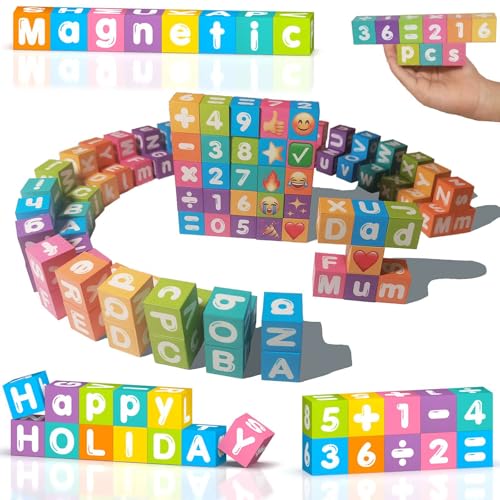 Portable Magnetic Letters Blocks Magnetic Alphabet & Numbers Montessori Learning Toys for Kids Educational Construction Travel Toys for Boys Girls 216 in 36 pcs