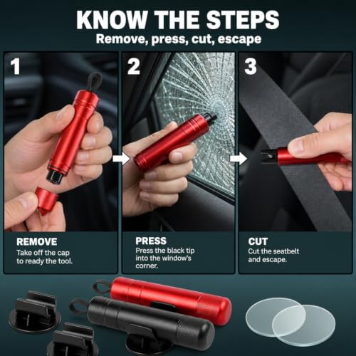 FRONTLINE Window Breaker and Seatbelt Cutter, 2 Pack Emergency Escape Tool - image 7