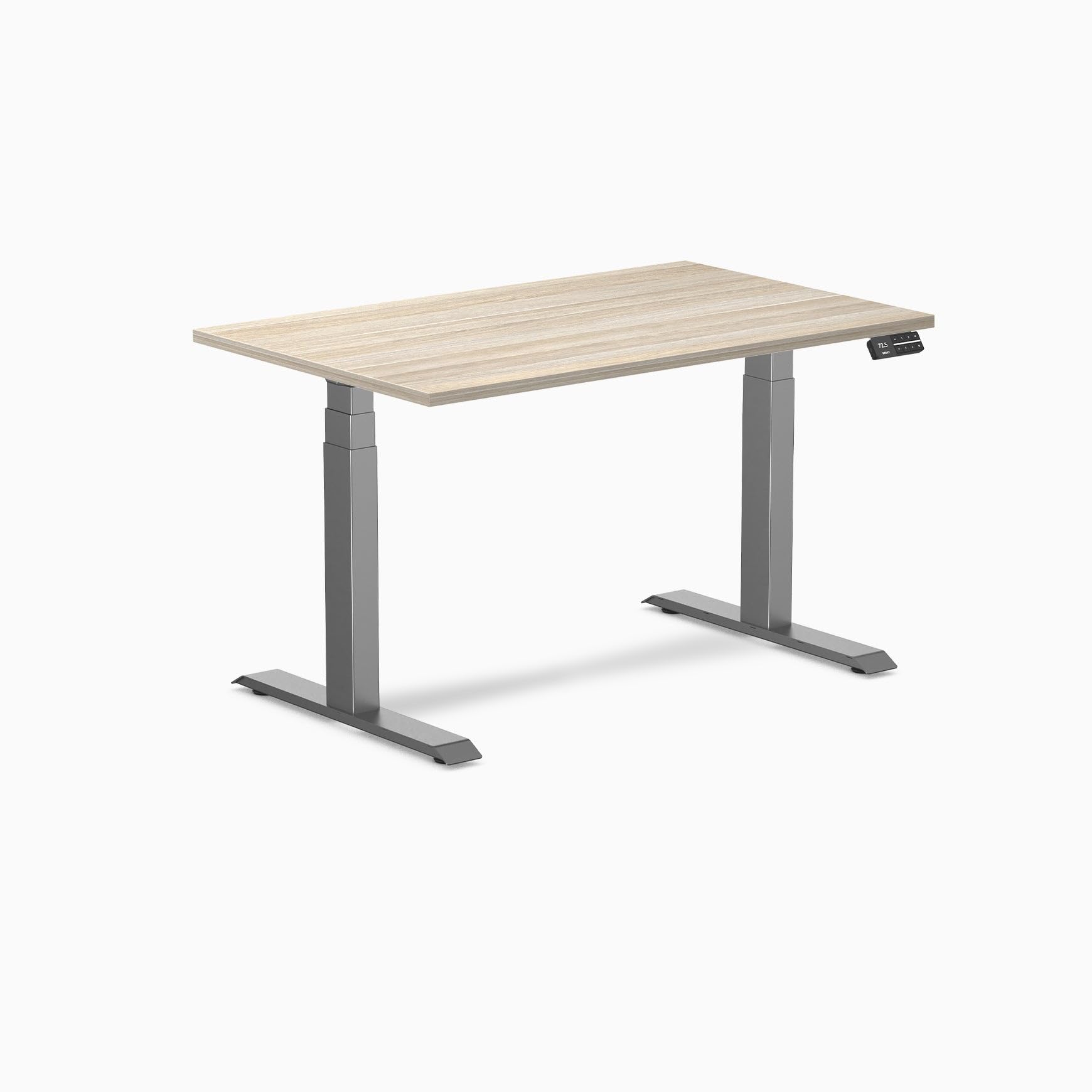 Desky Dual Laminate Sit Stand Desk Classic Oak 47.2" Space Gray