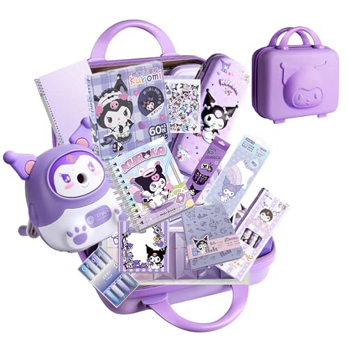 KRGNPLE 文房具セット 日記帳 ポストイット 筆箱 スーツケース キャラクターデザイン 人気 誕生日 祝日の贈り物(A)