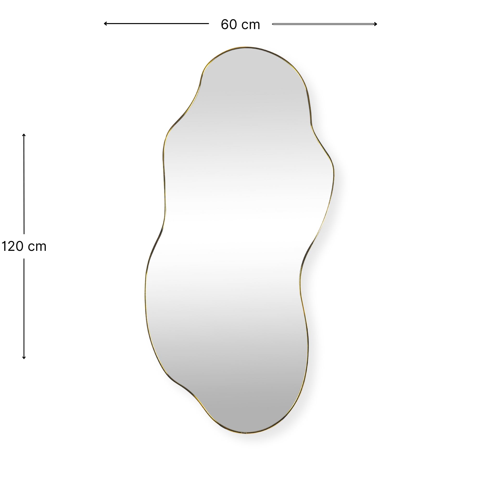 SensaHome Miroir Mural Luciano – Miroir Organique – Design asymétrique – 120 x 60 cm – Doré