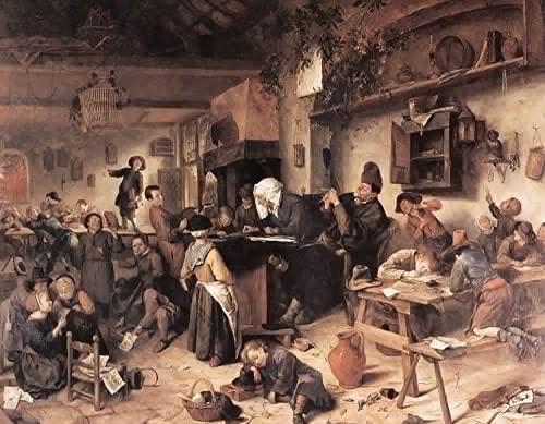 Lienzo de pared decorativo: cuadro de Jan Steen en 60x90cm para oficinas y estudios